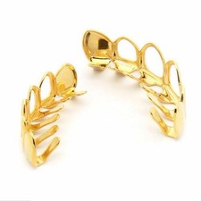 Custom Fit 14k Gold Plated Hip Hop Hollow Open Face Teeth Grillz Caps Grill Set