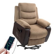 HOMCOM Power Lift Riser and Recliner Chair with Remote Control, Brown