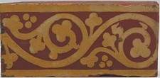 Victorian Red Encaustic Border Tile Floral Design By Chamberlain & Co C1840 AE5