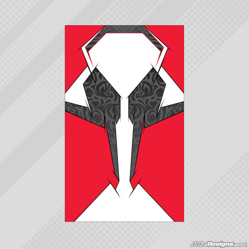 Tribal red trolley sticker - red, to