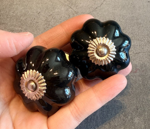 Pair vintage black ceramic - black,