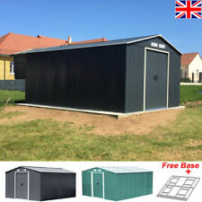 12 x 10/8 x 6 FT Metal Garden Sheds House Warehouse Steel Garage Tools Stash UK-