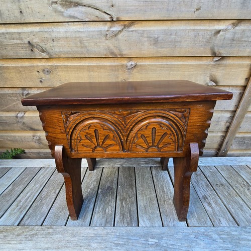 Vintage carved oak sewing - carved, box