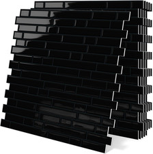 Black Stick on Tiles Self Adhesive Splashback for Kitchen 3D Marble Tiles 10-She