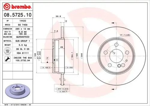 Brake disc solid 5725 - brake, 08.5725.10