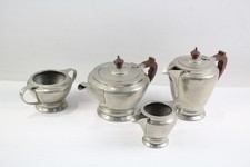 Vintage Pewter Tea Service Four Piece Art Deco Hammer Texture Vintage 1566g