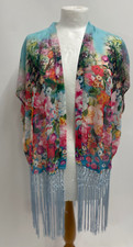 Parisian Collection Chiffon Sheer Floral Kimono  Cover up Tassels  Size 10 12 14
