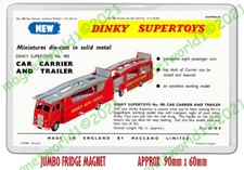 DINKY NO. 983  CAR CARRIED AND TRAILER  ART  NEW JUMBO FRIDGE MAGNET OR KEYRING