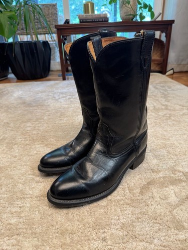 Vintage black leather western - black,