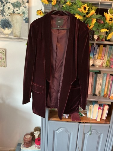 Next deep red velvet blazer - red,