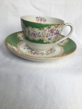 LARGE Mintons Porcelain Green Cockatrice Tea Cup 13 cms and Saucer  23 cms  