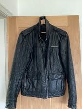 Reduced. RARE Vintage Superdry  Mens Quilted Leather  Brad Jet - BLK. L . VGC.