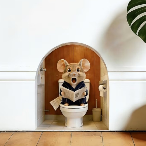 Mouse hole wall sticker - mouse,