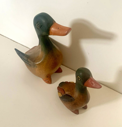 Pair vtg wooden duck - vtg,