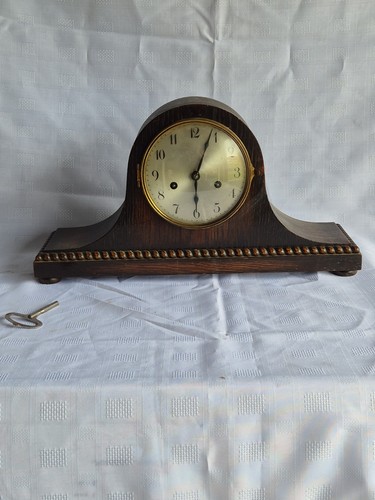 Mantel clock vintage old - old, oak