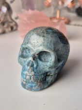 Blue Apatite Skull Carving
