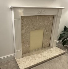 White Fireplace Surround, Marble Back and matching Marble Hearth