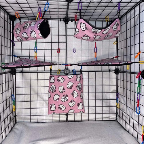 5pc sugar glider - fleece, cage