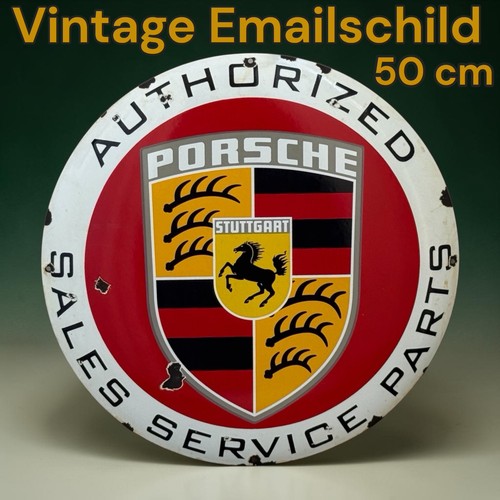 Vintage porsche enamel plaque - enamel,