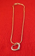 9 1/2 INCH 14KT GOLD EP 1.6MM SNAKE CHAIN ANKLE BRACELET WITH FLOATING HEART