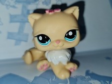 Littlest Pet Shop #1503 Yellow White Pink Stripes Persian Cat Teal Eyes LPS