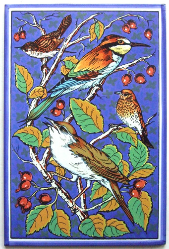 Vintage ceramic birds art tile - vintage,