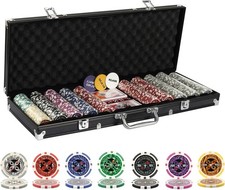 500 Piece Texas Holdem Numbered Poker Chips Set with Case 2 Decks of Cards