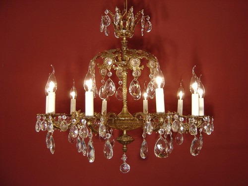 Antique vintage brass - brass, crystal