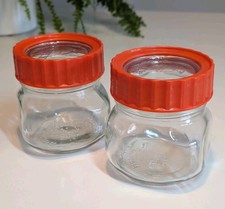 Ravenhead Kilner Jars. Orange Screw Top Storage Jars (X2) 500ml 1970s. VGC!
