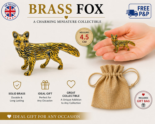 Solid brass fox figurine - brass,