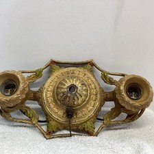 1900s cast Iron 2 light flush mount Ceiling light fixture Art Deco Antique