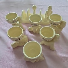 Vtg Lurpak Douglas Ceramic Egg Cups x 6 & Toast rack Set Special Edition 2002