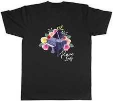 Piano Lady Mens T-Shirt Floral Flower Piano Lover Unisex Tee Gift