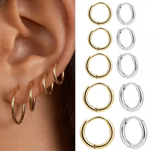 Stainless steel hoop earrings - stainless,