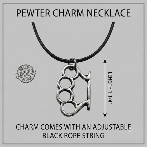 Brass knuckle pewter pendant - pewter,