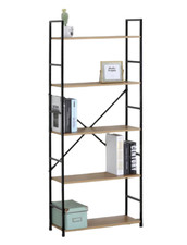 5 Tier Ladder Shelf Bookcase Wide Living Room Display Storage Shelving Unit