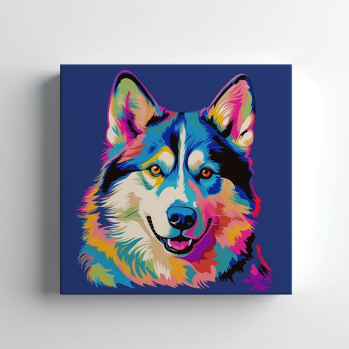 Colourful siberian husky dog - husky,