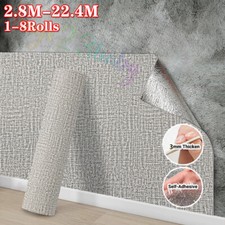 Gray 3MM-Thick Self-Adhesive Thermal Insulation Wallpaper Linen Plain Wall Paper