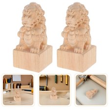 2pcs Wooden Lion Finial Newel