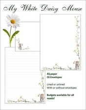 My White Daisy Mouse" -  A5 Letter writing paper sets (various size packs)