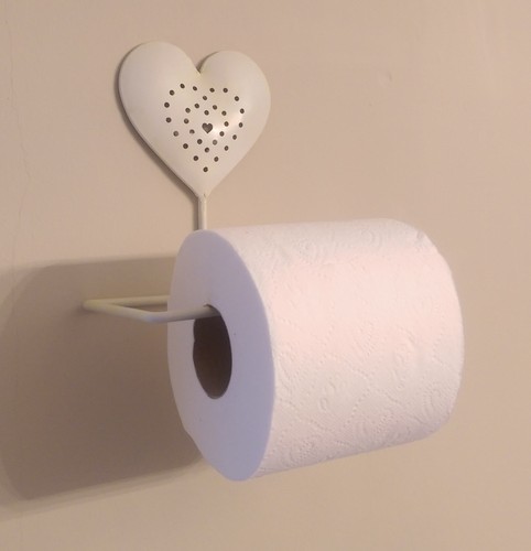 Cream heart toilet roll holder - toilet,