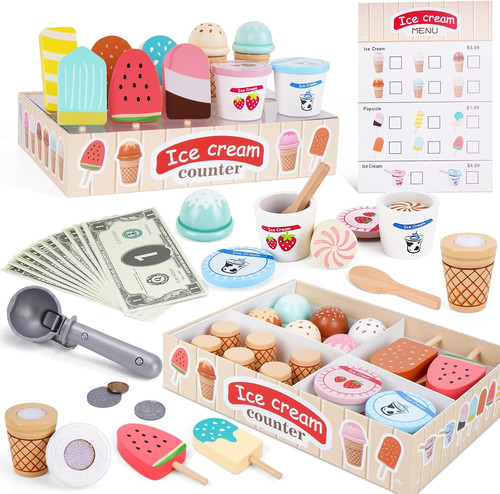 45pcs pretend wooden ice cream - 45pcs,