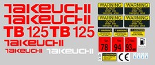 TAKEUCHI TB125 MINI DIGGER  DECAL STICKER SET WITH SAFETY WARNING SIGNS