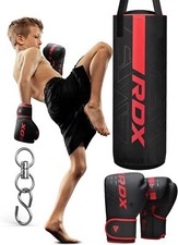 Hanging Punching Bag for Kids by RDX 2FT Leather Filled Punching Bag with Gloves