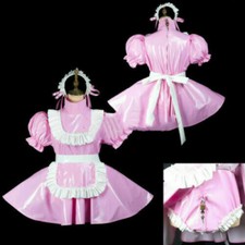 PVC Lockable Sissy boy Maid vinyl mini Dress/Romper Tailor-Made