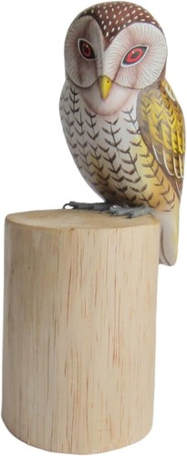 Hand carved wooden - barn, owl