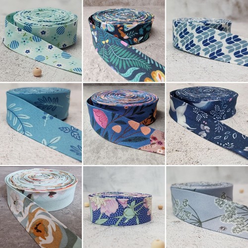 Blue cotton trim bias - blue,