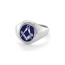 Craft Square and compass Masonic ring Hallmarked 925 Silver Black, Red and Blue