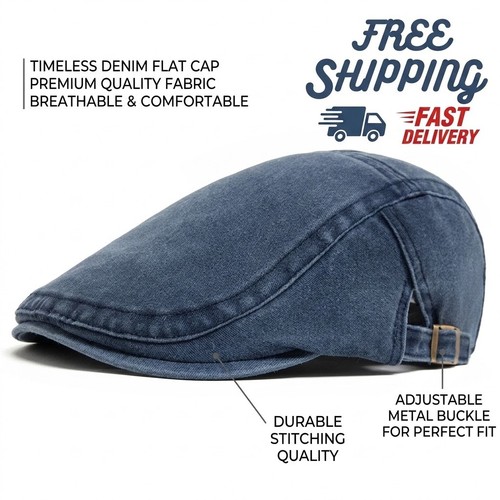 Men flat cap washed - flat,