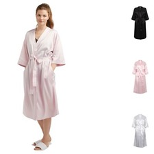 Womens Ladies Satin Robe With